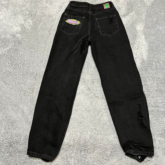 Empyre Jeans Womens 2 (25x29) Black Baggy Skater Distressed - Picture 3 of 10